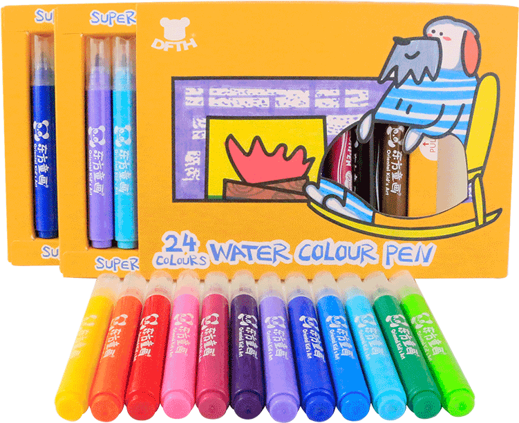 Children's Watercolor Pen Set 12 Color 24 Color Painting - Crayon (800x800), Png Download