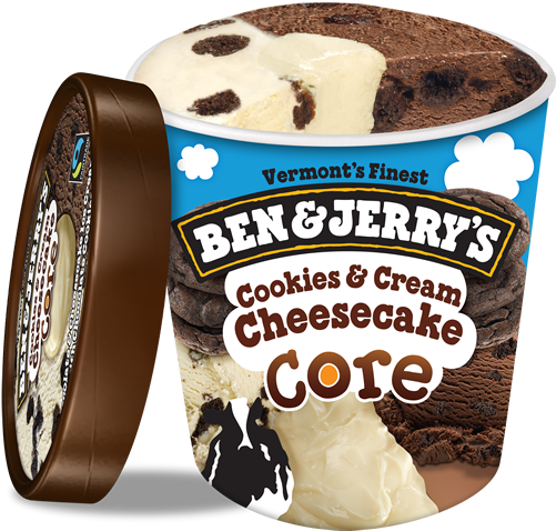 Cookie & Cream Cheesecake Core Ice Cream, - Ben And Jerry's Ice Cream (500x492), Png Download