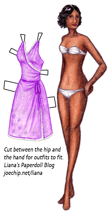 African American Paper Doll Short Curly Hair White - Dorothy Dandridge Paper Doll (347x689), Png Download