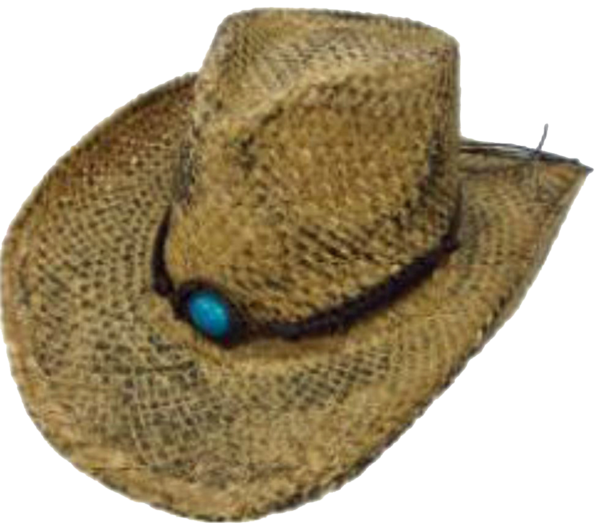 Cowboy Hats Straw Western With Faux Turquoise Stone - Cowboy Hat (600x524), Png Download