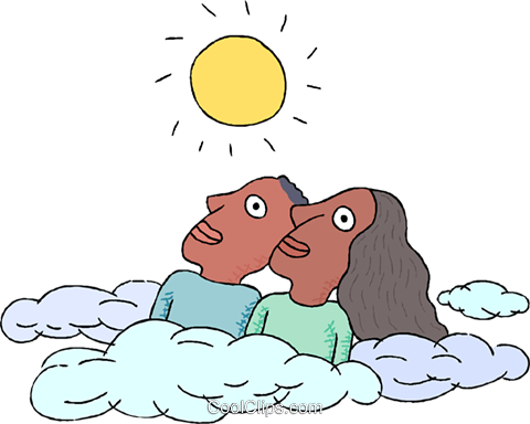 African American Couple Looking At Sun Royalty Free - Looking At The Sun Clipart (480x384), Png Download