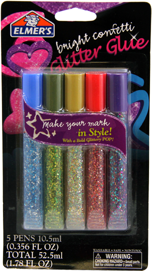 Pegamento Elmers Glitter Confetti 3d X5 - Elmer's Glitter Glue Pens (343x576), Png Download