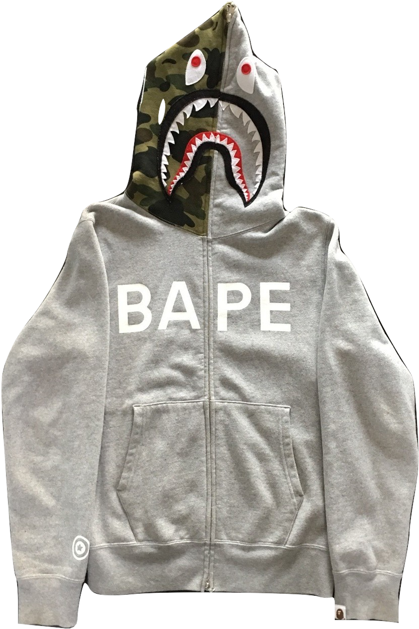 Download Bathing Ape Shark Full Zip Hoodie Hoodie Full Size PNG