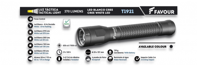 Flashlight Favour 370 Lumens - Flashlight (640x225), Png Download
