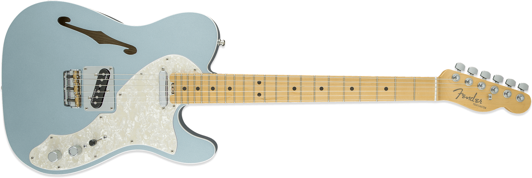 Fender American Elite Telecaster Thinline Mystic Ice - Fender American Elite Tele Thinline Mn Mystic Ice Blue (1815x675), Png Download