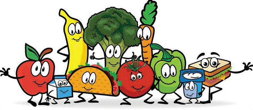 Cartoon Food - School Lunches Clipart (823x359), Png Download