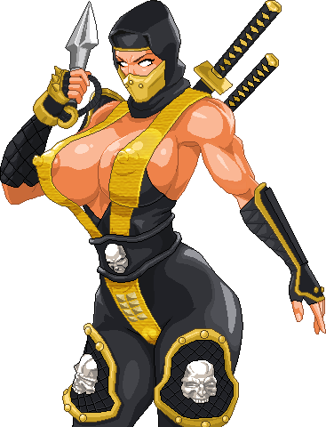 Scorpion Fan Art By Warner Emir Cortez - Scorpion Mortal Kombat Girl (367x480), Png Download