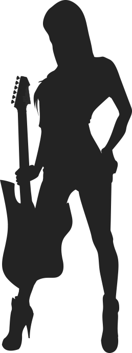Droneface Guitar Player - Female Guitar Player Silhouette (258x690), Png Download