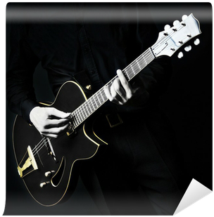 Electric Guitar Guitarist Player On Black Wall Mural - Guitar (400x400), Png Download