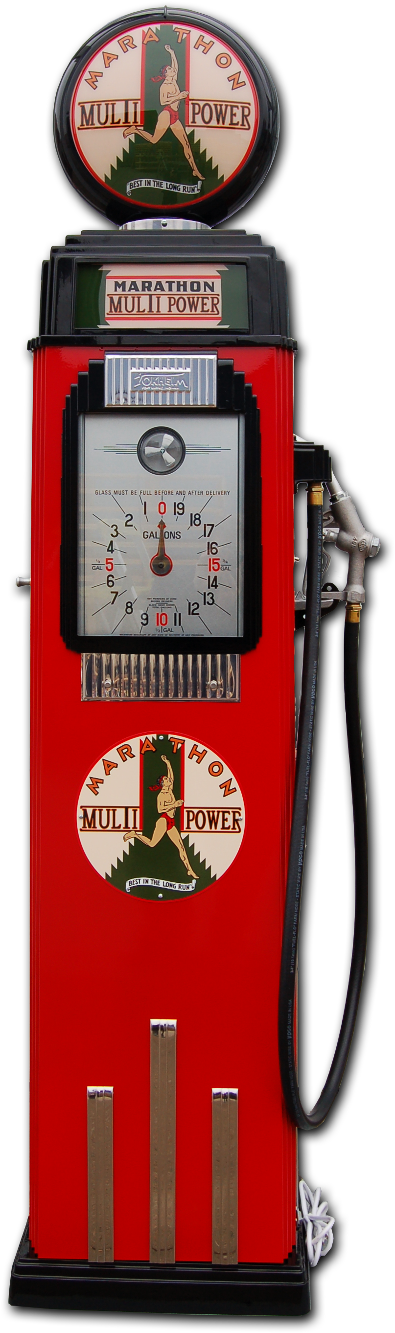 Tokheim 36b Clock Face Pump-red & Black Marathon - Gas Pump (1192x2897), Png Download