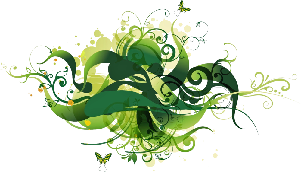 Green Floral Vector - Vector Swirls (1000x570), Png Download
