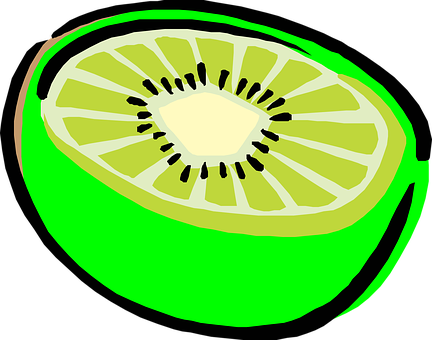 Kiwi, Bright, Fruit, Fresh, Green, Juicy - Kiwi Clipart Png (432x340), Png Download