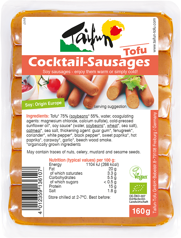 Tofu Cocktail-sausages - Mini Wiener Party Sausages 160g (749x980), Png Download