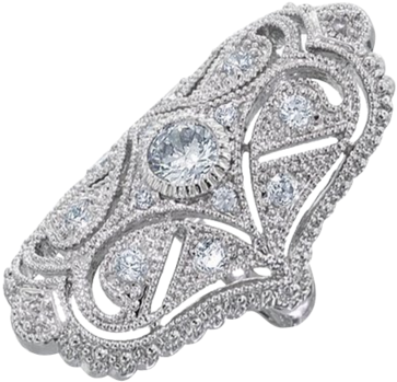 Bling Jewelry Great Gatsby Inspired Cz Vintage Style - Size X Long Finger Ring (480x480), Png Download