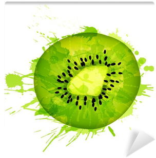 Kiwi Fruit Slice Made Of Colorful Splashes On White - Kiwifruit (400x400), Png Download