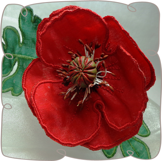 3d Red Poppy Fabric Flower - Textile (580x580), Png Download