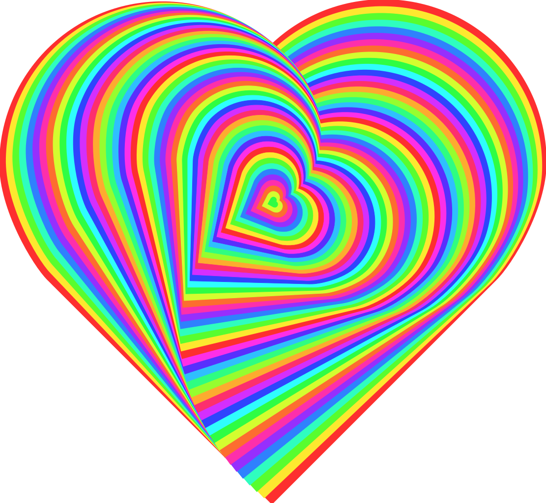 Love Heart Rainbow - Rainbow Hearts Art (1111x1024), Png Download