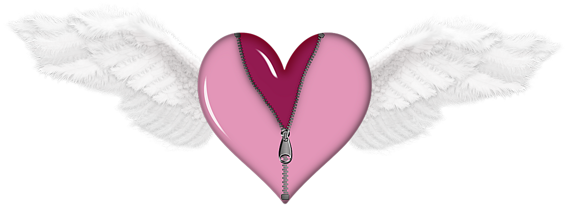 Zipped Heart With Wings Png Picture - Hearts Png With Wings (1200x500), Png Download