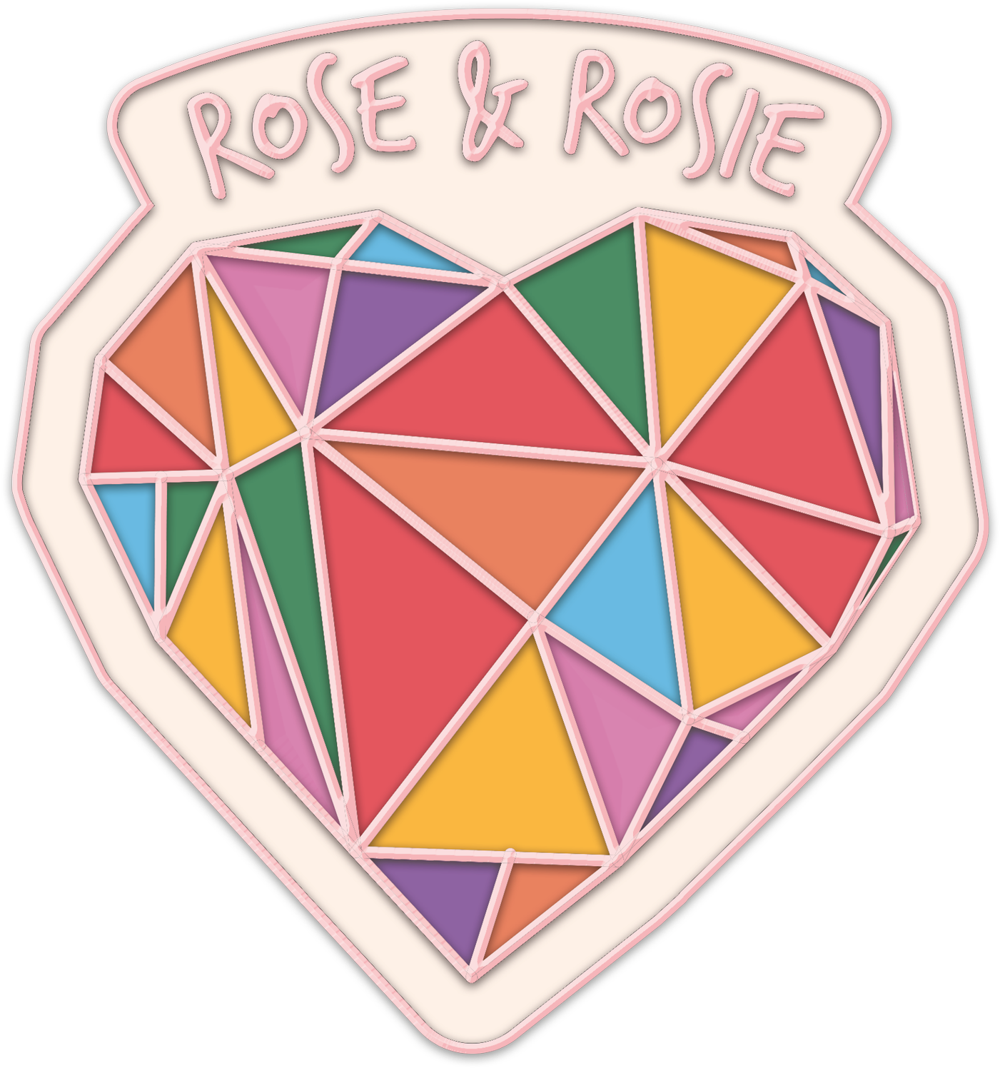Geometric Rainbow Heart Enamel Pin Badge - Rose Ellen Dix (1536x1536), Png Download
