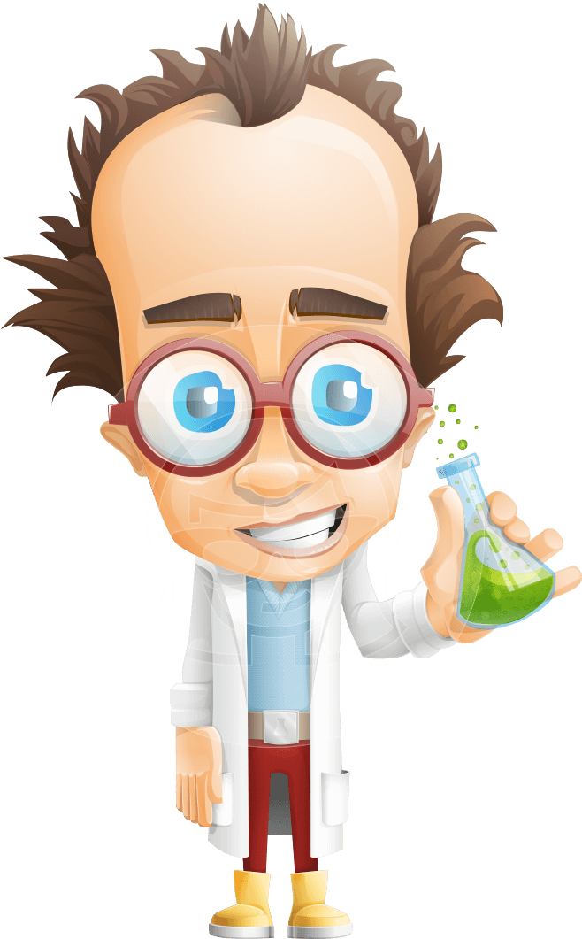 Professor Nuts-chmitz - Mad Scientist Cartoon Character (744x1060), Png Download