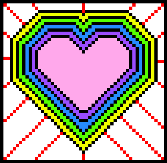 Radiating Rainbow Heart - Heart (590x580), Png Download