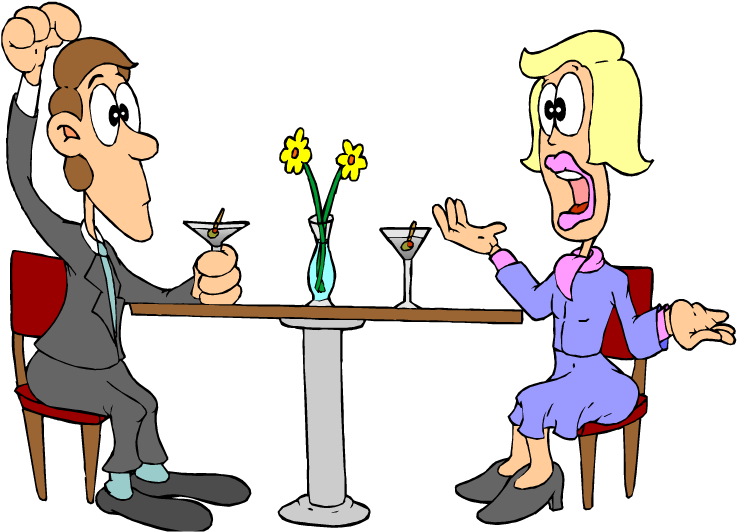 Man Talking On Mobile Phone Clip Art - Woman And Man Talking Clipart (750x543), Png Download