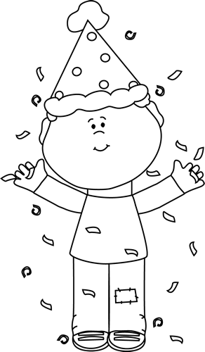 Birthday Boy With Clip Art - Birthday Clip Art Black And White Mycutegraphics (292x500), Png Download