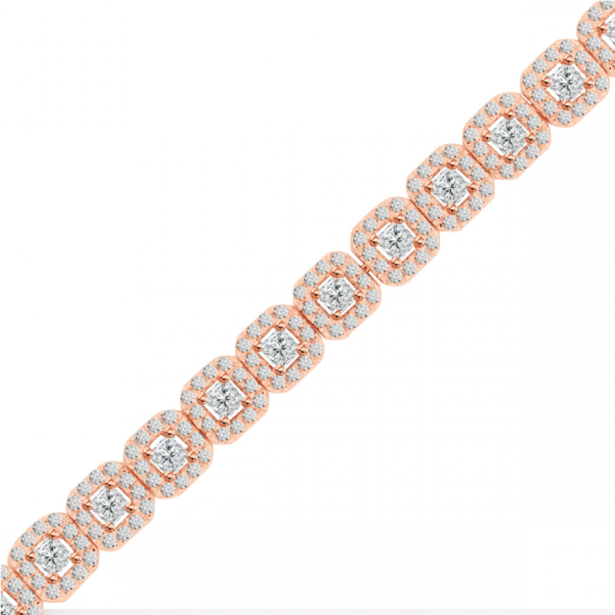 Square Box Design Diamond Bracelet In 18ct Red Gold - Motif (870x1110), Png Download