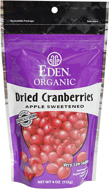 Eden Foods Dried Cranberries Organic Package-4 Oz - Lundberg Organic Thin Stackers Rice Cakes Red Rice (650x650), Png Download
