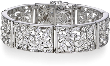 Vintage Platinum Diamond Bracelet (400x360), Png Download
