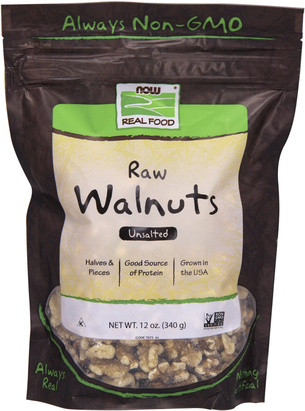 Walnuts, Raw & Unsalted - Now Foods Raw Walnuts - Non-organic - 12 Oz (620x853), Png Download