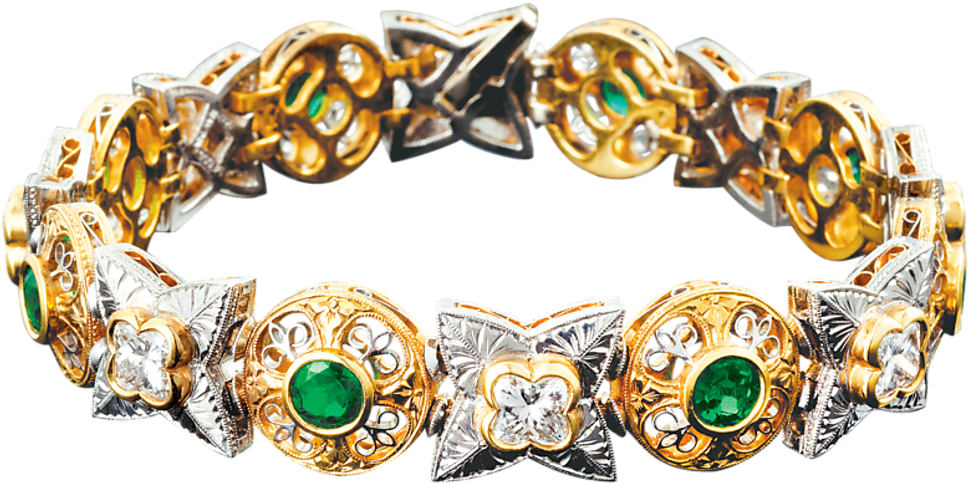 Emerald And Diamond Bracelet By Beaudry - Bracelet (1080x1080), Png Download