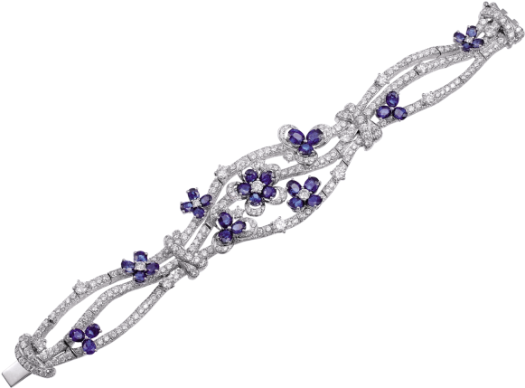 Oval Shaped Sapphire And Diamond Bracelet - Bracelet (640x640), Png Download