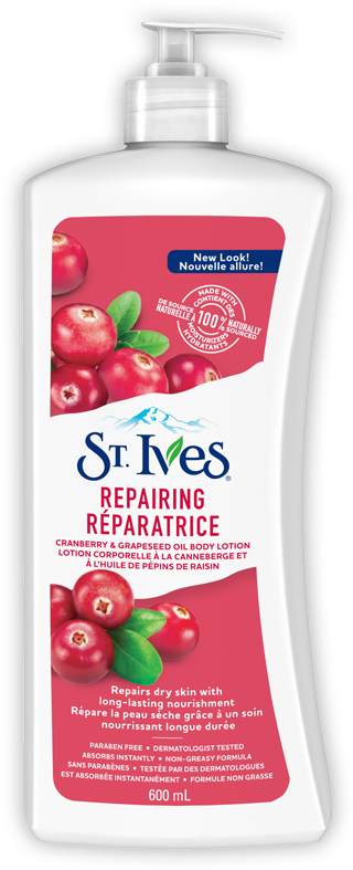 Cranberry & Grapeseed Oil Repairing Body Lotion - St. Ives Skin Renewing Collagen Elastin Body Lotion (530x787), Png Download