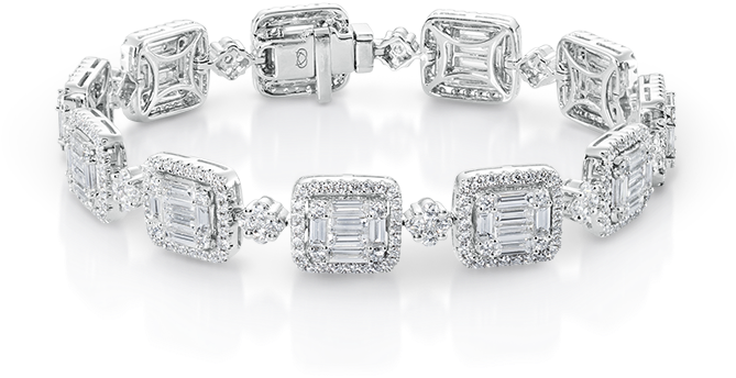 Bracelets Grand Halo Emerald Cluster Illusion Diamond - Bracelet (800x785), Png Download