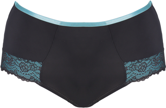 Lace Knicker Charcoal & Aqua Briefd27 2064charcoal/aqua - Lace (800x741), Png Download