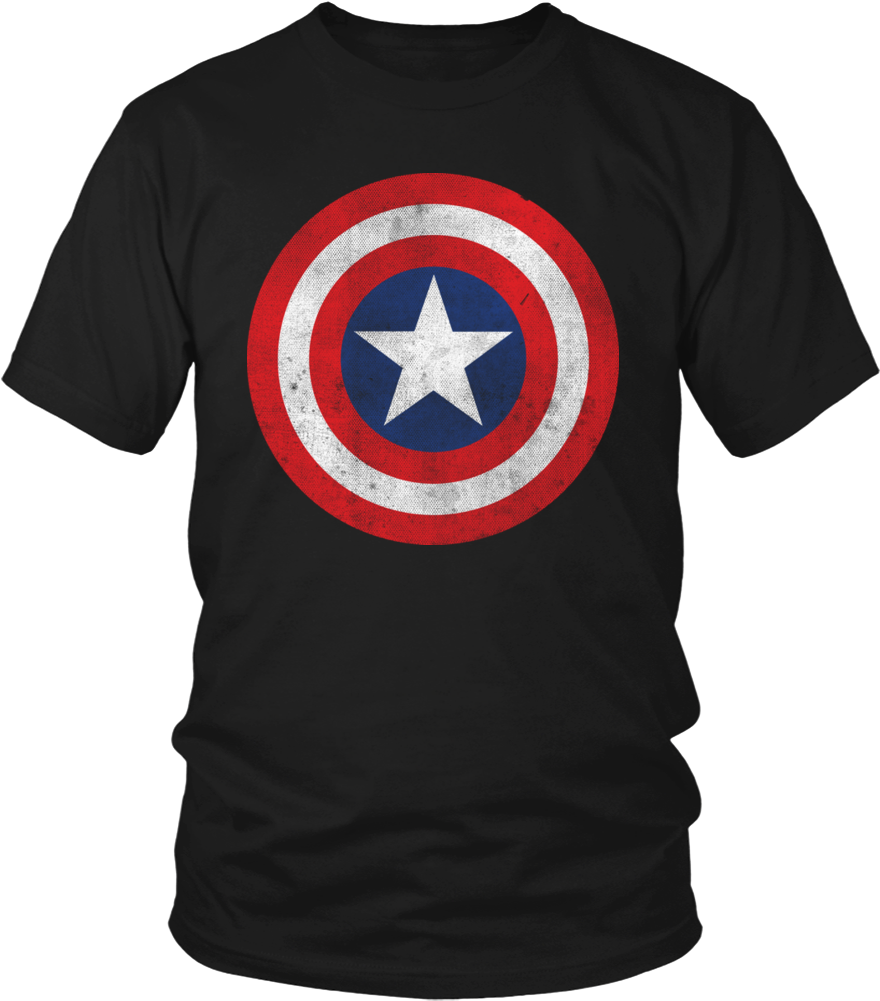 Distressed Vintage Captain America Shield Tshirt Gift - Captain America Shield Shirt Design (1000x1000), Png Download