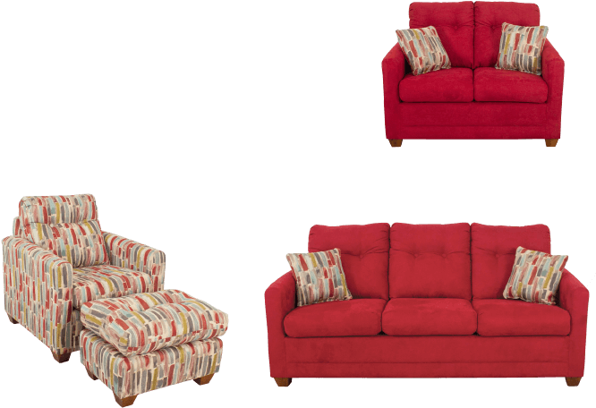 3001 Sofalove Red - Studio Couch (687x485), Png Download