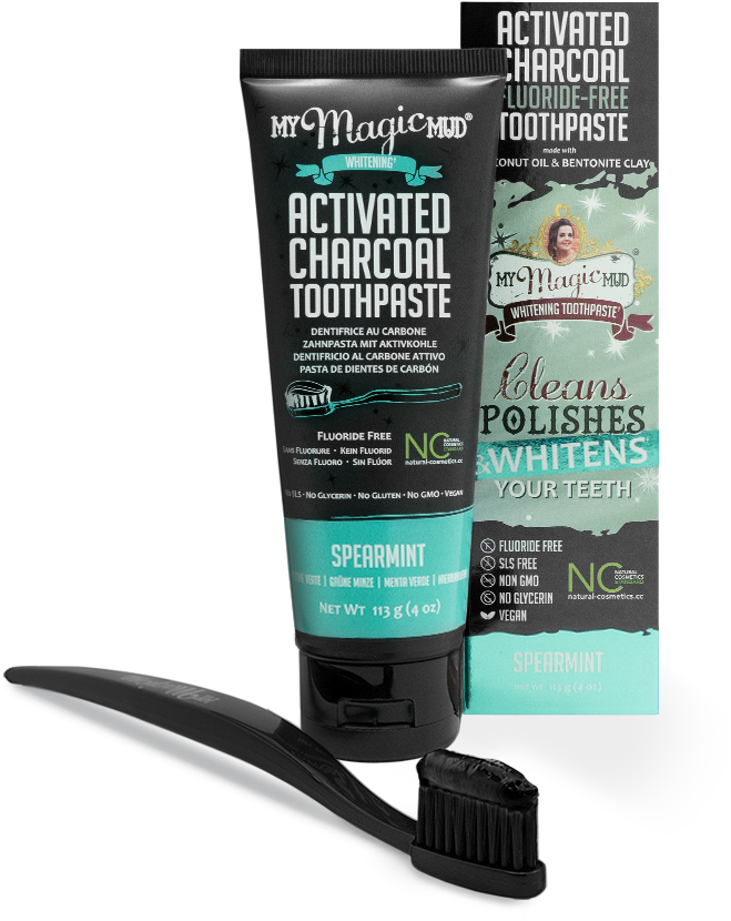 My Magic Mud Activated Charcoal Toothpaste Spearmint (678x862), Png Download