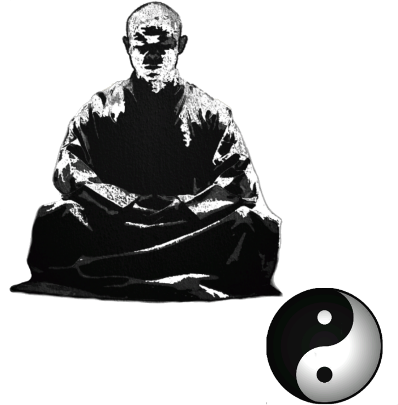 By Donlavon1 On Deviantart - Meditating Monk Black And White (807x822), Png Download