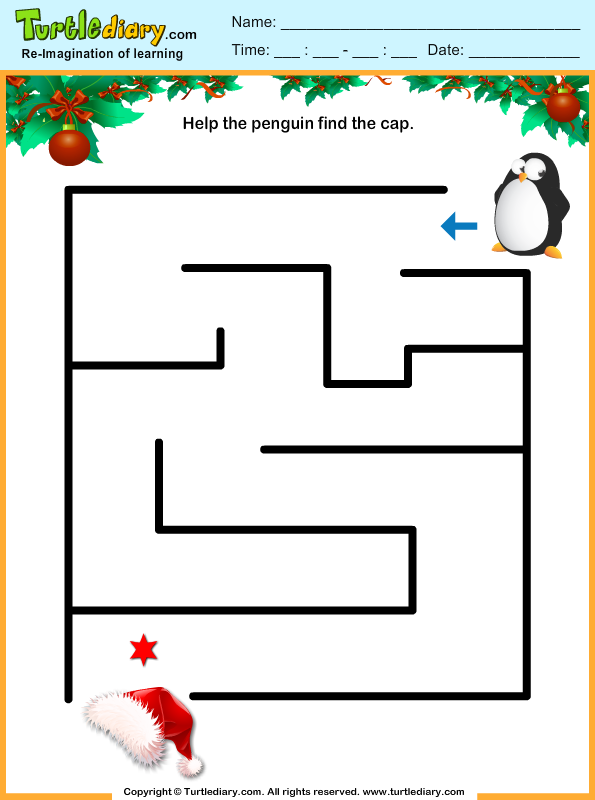 Christmas Maze - Turtle Diary (595x800), Png Download
