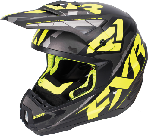 Torque Core Fxr Snowmobile Helmet Black Hivis Charcoal - Fxr Snowmobile Helmets Green And Black (500x463), Png Download