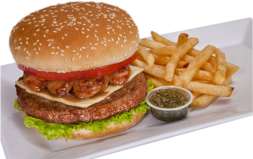 Combo Patagonia - Hamburguesa Con Papitas Png (500x333), Png Download
