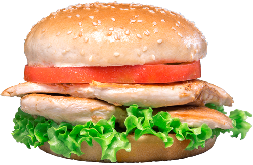 Hamburguesa Doble Pechuga - Hamburguesa De Pechuga De Pollo (500x326), Png Download