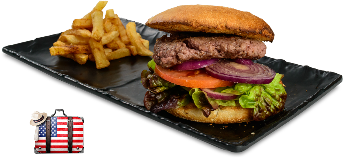 Hamburguesa Casera De Pan Recién Horneado, Carne 100% - French Fries (1200x632), Png Download