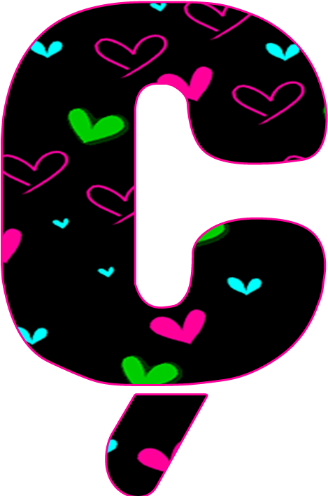 Blindada Por Deus - Abecedario Negro Con Corazones Neón Bla (705x724), Png Download