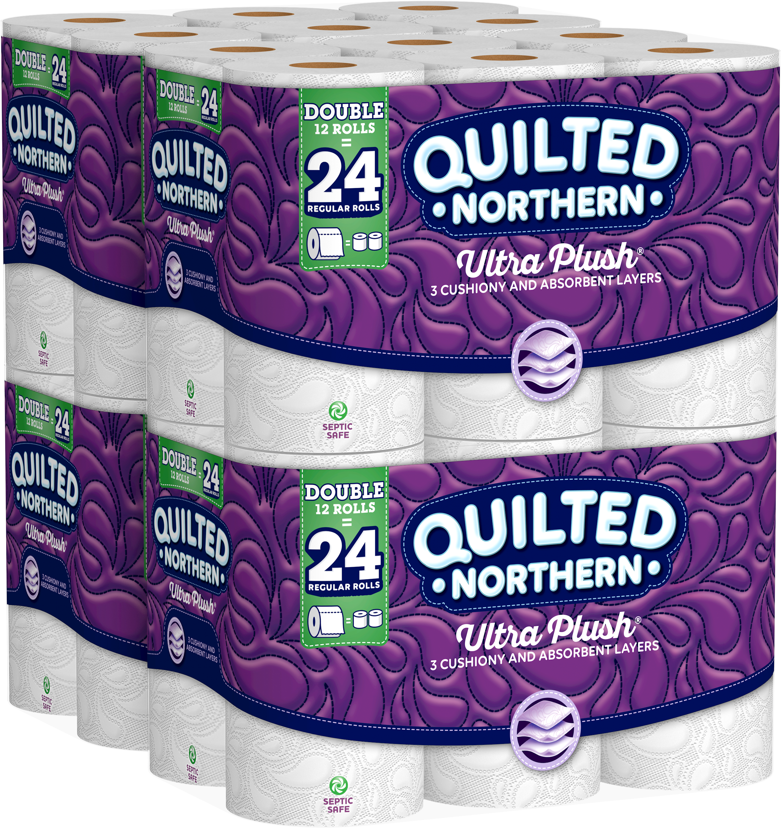 Quilted Northern Ultra Plush, 48 Double Rolls, Toilet - Quilted Northern (2895x2895), Png Download