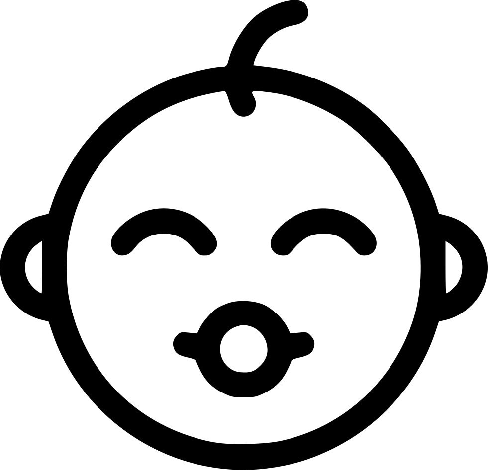 Baby Face - - Baby Emoji Black And White (981x946), Png Download