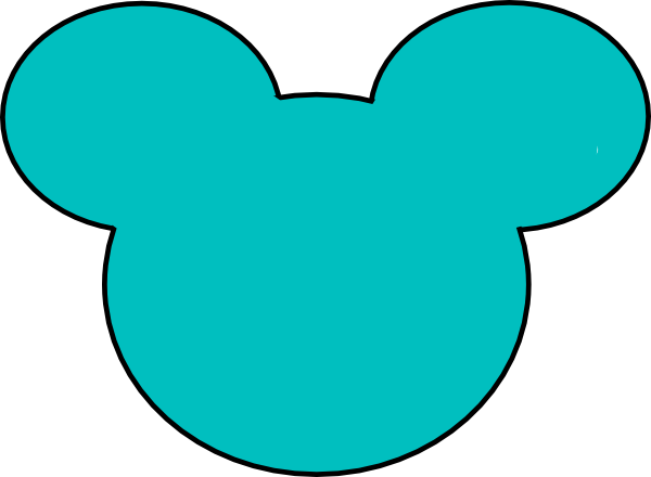 Green Mickey Ears Clipart - Teal Mickey Mouse Head (600x440), Png Download