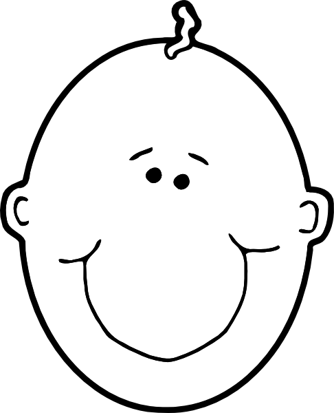 Boy Face Clipart Black And White (486x600), Png Download